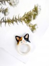 hand painted porcelain ring animal cat