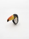 hand painted porcelain ring animal toucan