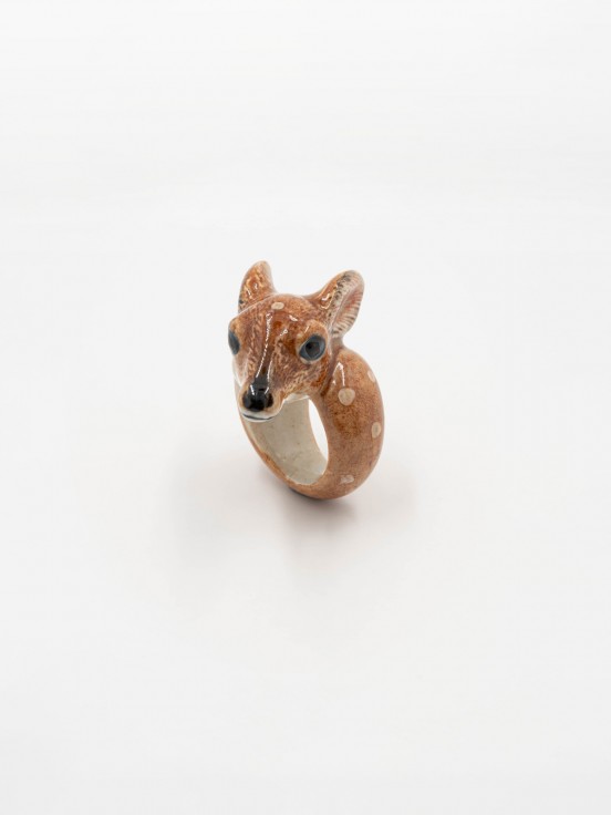 hand painted porcelain ring animal fawn bambi