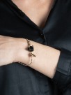 bracelet ajustable en porcelaine peinte à la main et coton animal panthère noire