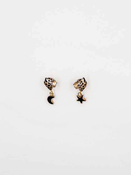 boucles d'oreilles puce leopard porcelaine peint à la main