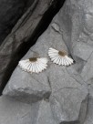 Handmade golden white porcelain fan earrings