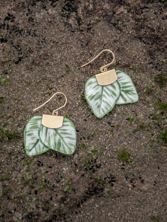 earrings handmade porcelain leaves