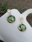 Handmade porcelain leaf relief earrings