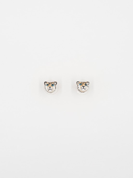 leopard head earrings porcelain