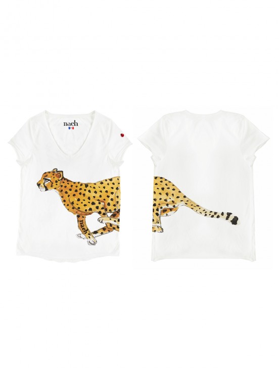 White cheetah design T-shirt 100% cotton