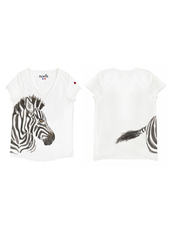 White zebra design T-shirt 100% cotton