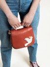 porcelain bird brick color leather pouch bag