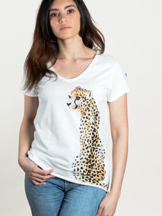 White cheetah t-shirt 100% cotton