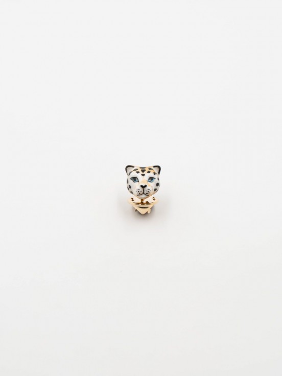 jewel pin leopard animal hand painted in porcelain