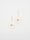 jewel earrings white and gold flower in hand painted porcelain