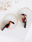 jewel earrings creole animal toucan in hand painted porcelain