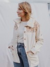Jacket with sheepskin effect collar of white tiger patter 100% biological cotton