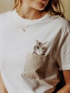 Nach organic cotton cat gingham pocket animal t-shirt