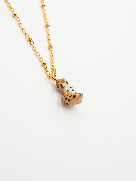 leopard necklace animal hand painted porcelain