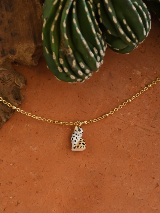 leopard necklace animal hand painted porcelain