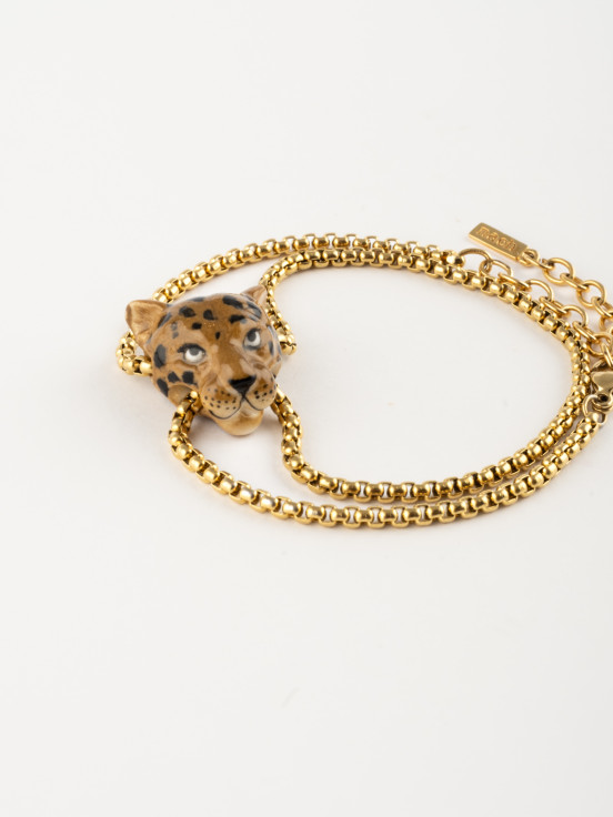 Double leopard chain bracelet