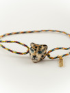 bracelet ajustable en porcelaine peinte à la main et coton animal léopard