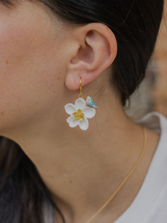 Pear & pear tree flower earrings