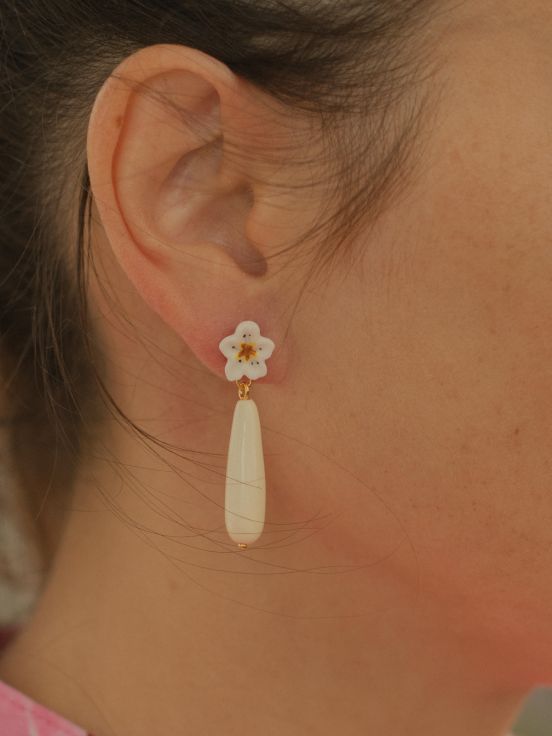 Pear tree flower & drop earrings