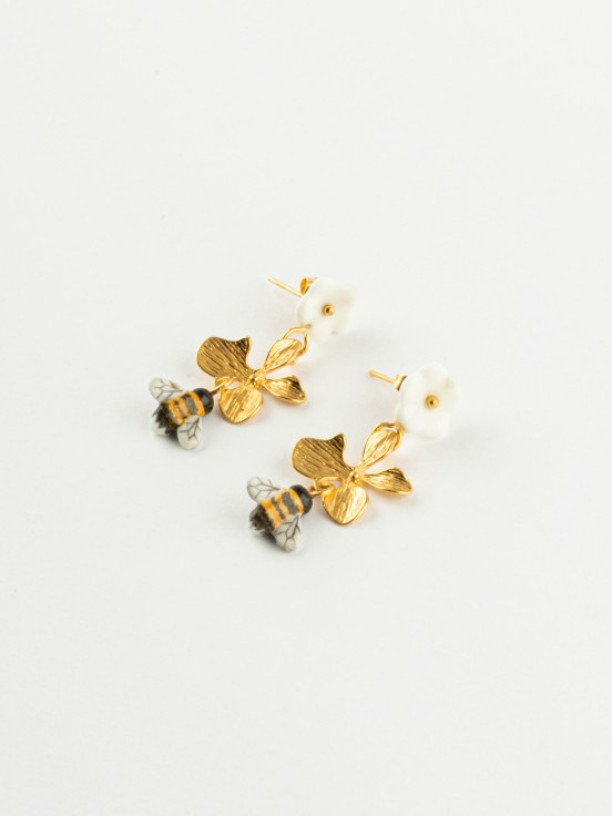 Boucles d'oreilles fleur et abeille nach