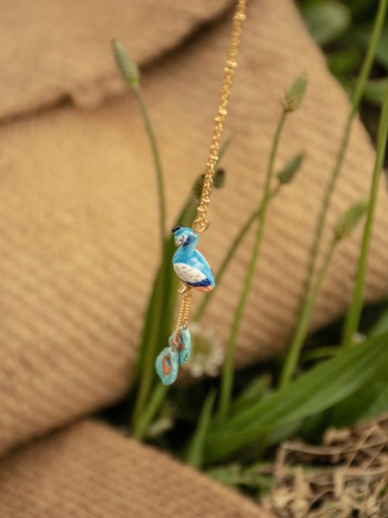 Peacock on a branch necklace