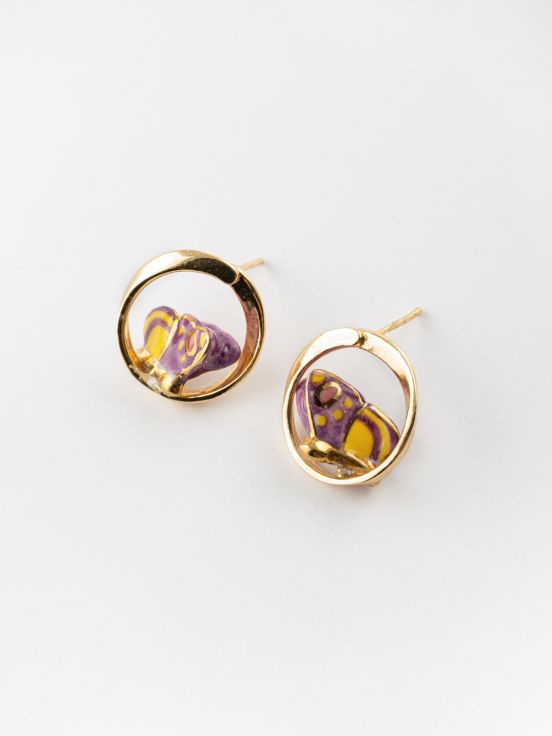 Purple butterfly stud earrings