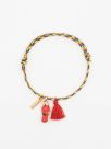 Red parrot with pompom multicolour charm's bracelet