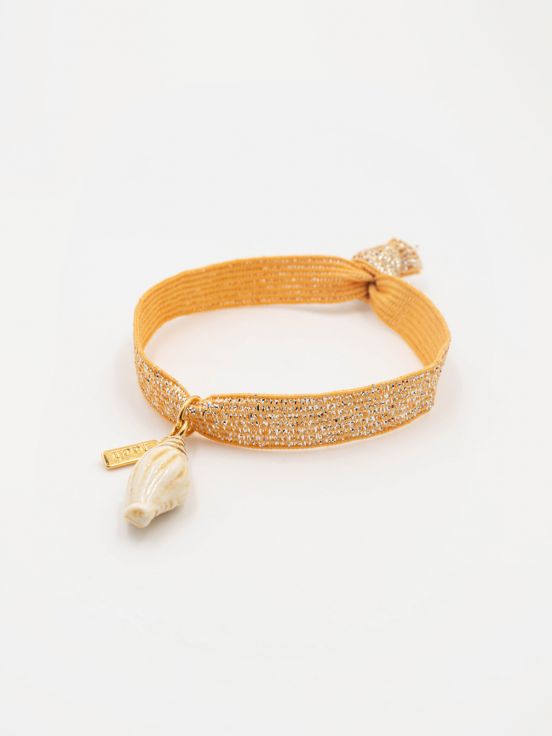 Bracelet twistband élastique doré coquillage