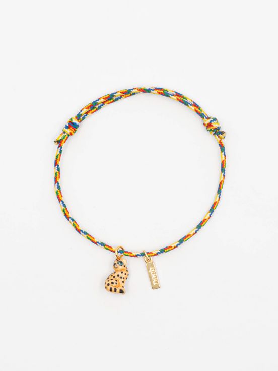 Sitting leopard multicolour charm's bracelet