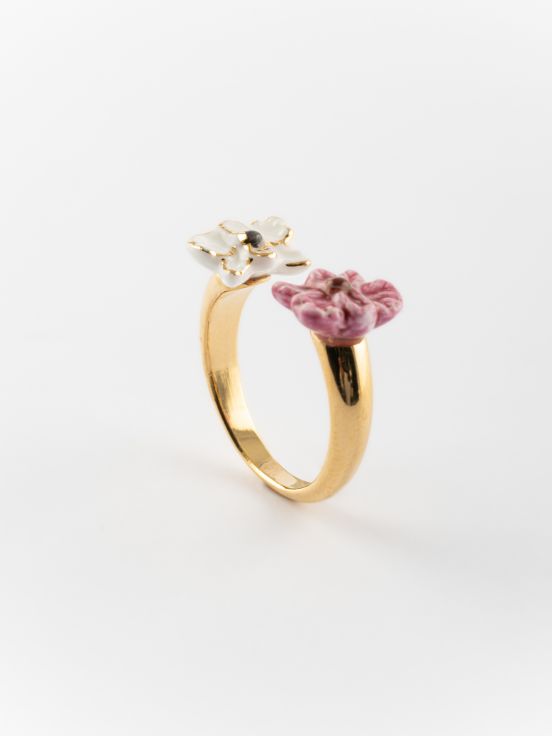 Pink & white orchids FaceToFace ring