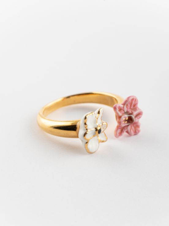 Pink & white orchids FaceToFace ring