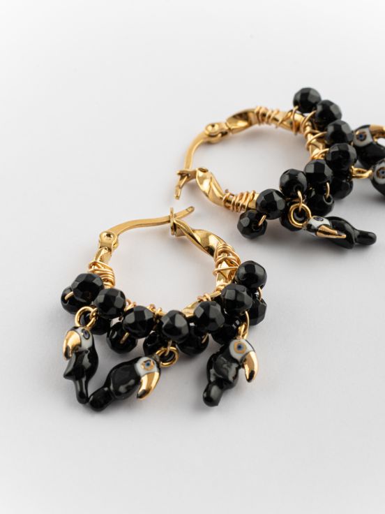 Toucan & agates earrings