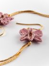 Pink orchid earrings with fringes