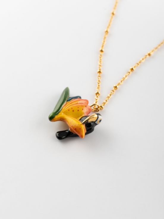 Bird of paradise flower & toucan necklace