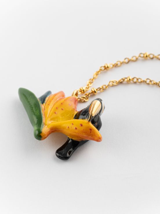Bird of paradise flower & toucan necklace