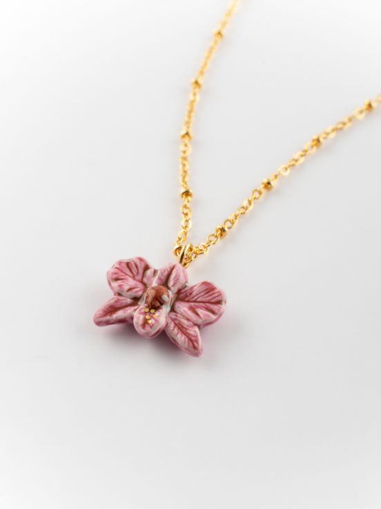 Pink orchid necklace