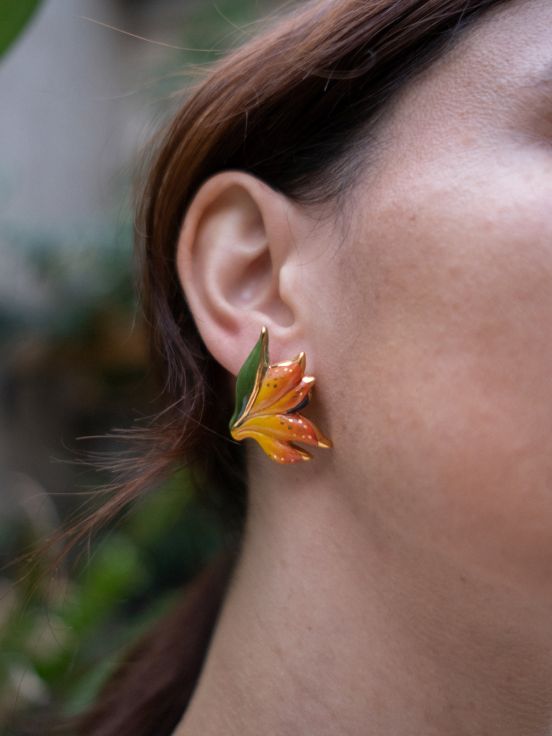 Bird of paradise flower stud earrings