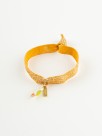 Elastic gold bracelet with hand painted porcelain parrot