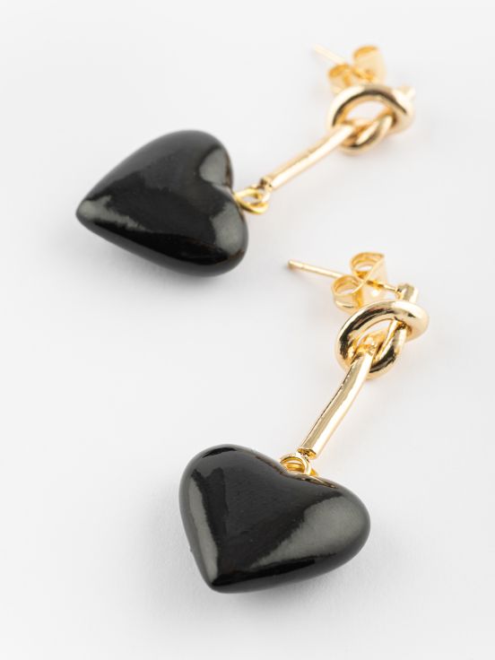 Black heart earrings - Premier amour
