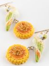 Budgerigar & yellow dandelion earrings