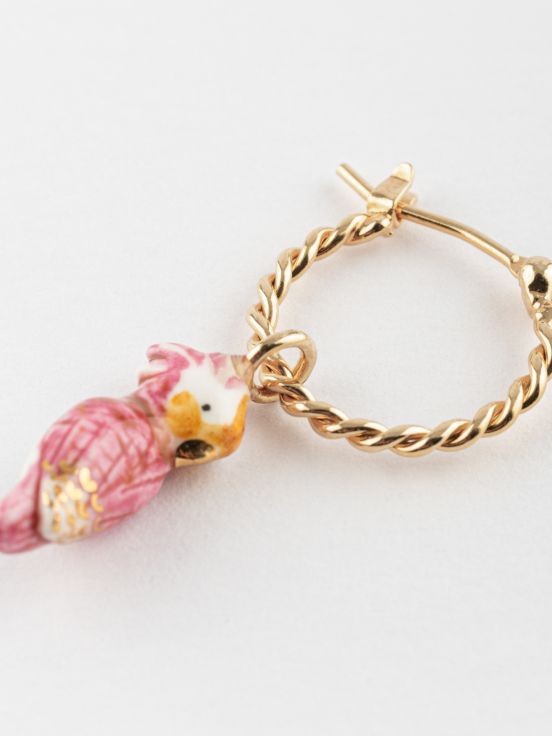 Pink cockatoo mini hoop - Sold individually