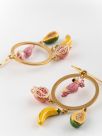 Cockatoo & fruits circle earrings
