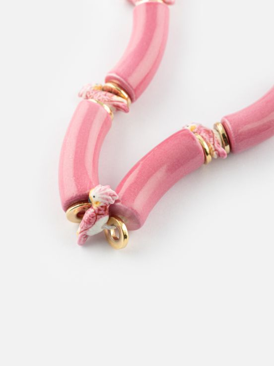 Cockatoo & pink beads neckace