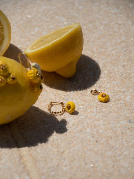 Yellow dandelion mini hoop - Sold individually