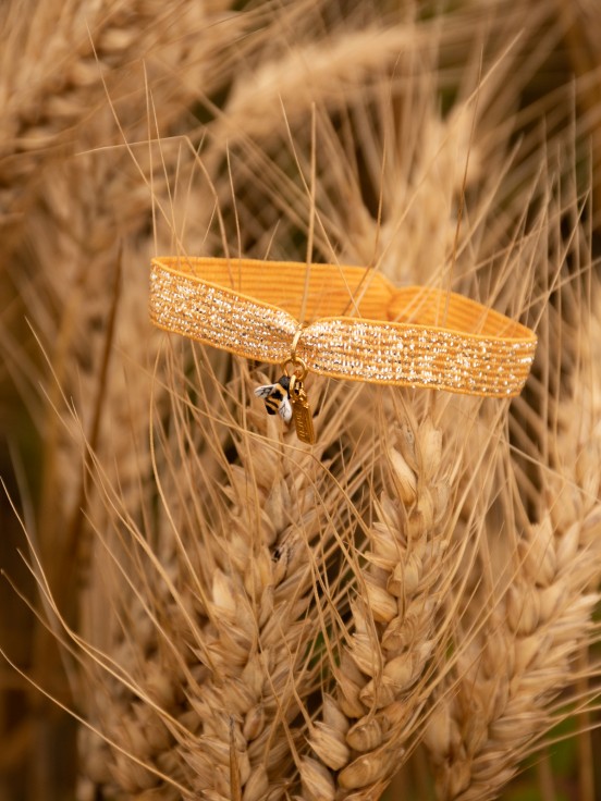 Bracelet élastique orange brillant abeille