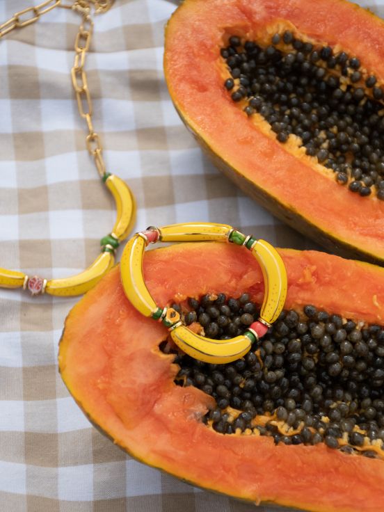 Yellow banana beads & fruits bracelet