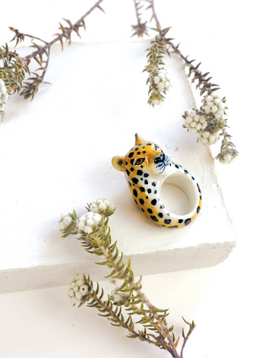 animal ring leopard porcelain hand painted